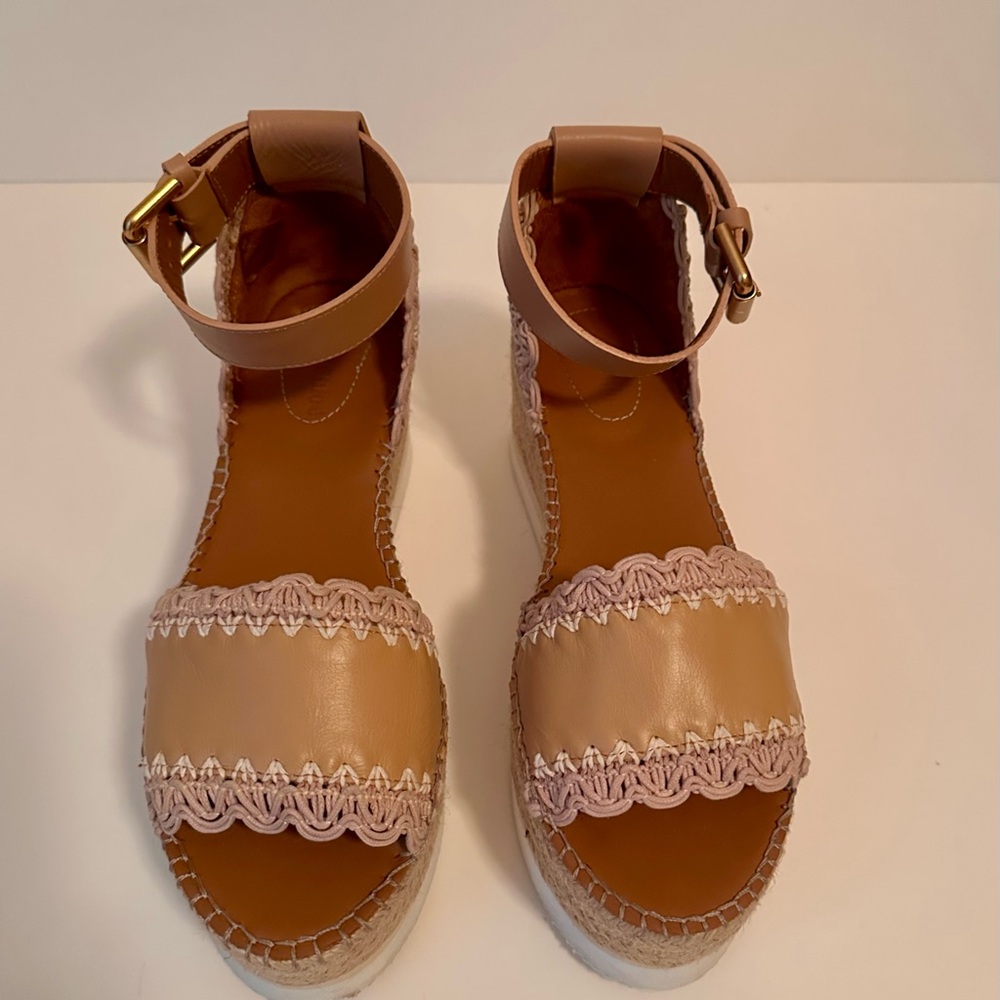Espadrille stacked comfort platform, by See by Chloe. Excellent Condition